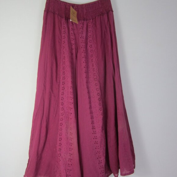 New Floating Lotus Women S / M Purple Embroidered Eyelet Lace Palazzo Pants - Picture 3 of 11